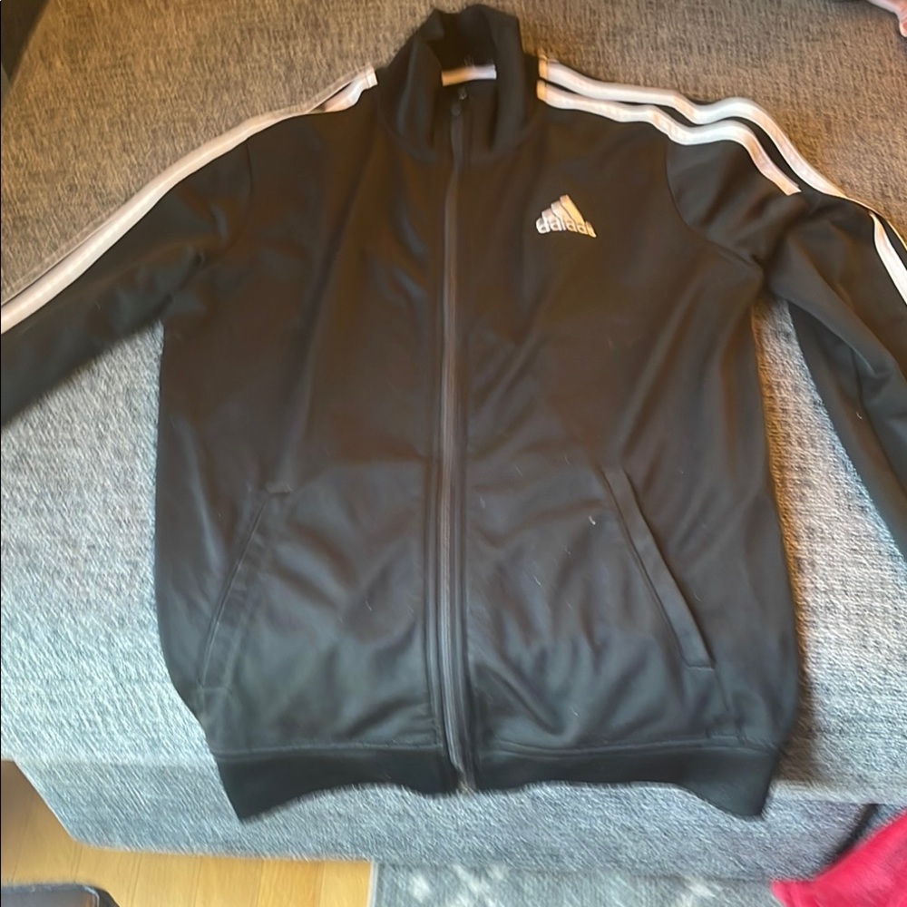 Adidas Black Jacket with White Accents